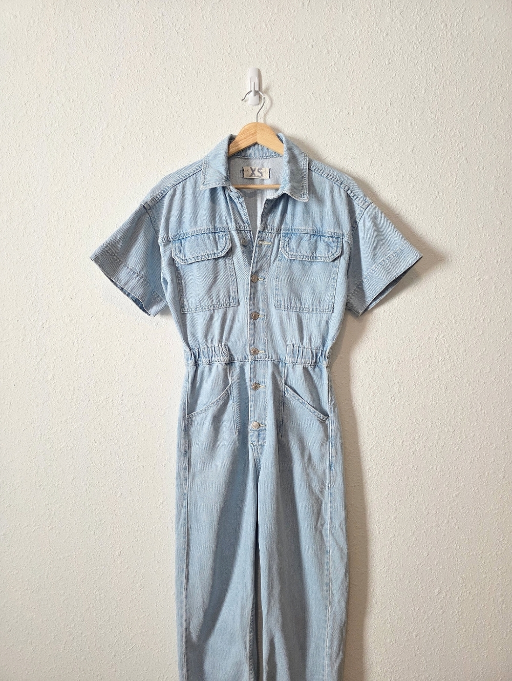 Free People Relaxed Denim Coverall Jumpsuit XS